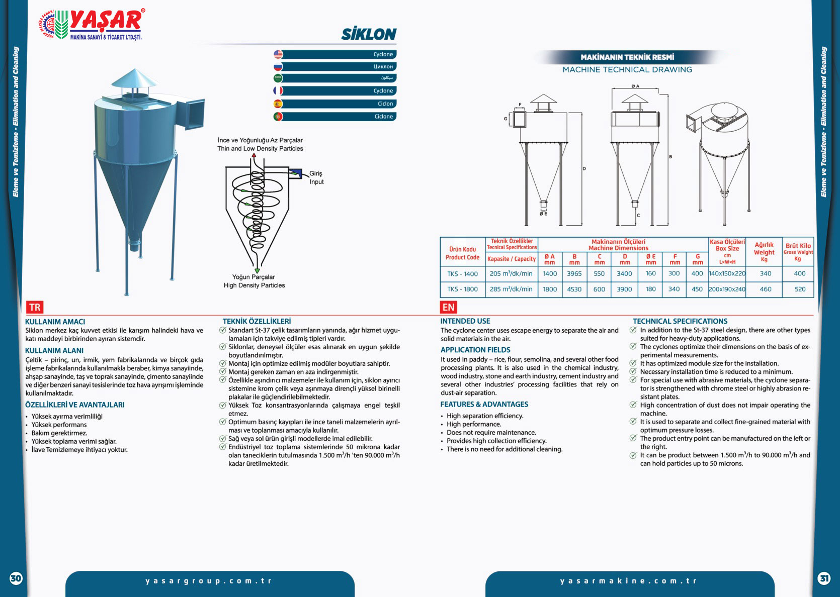 Siklon katalog sayfası