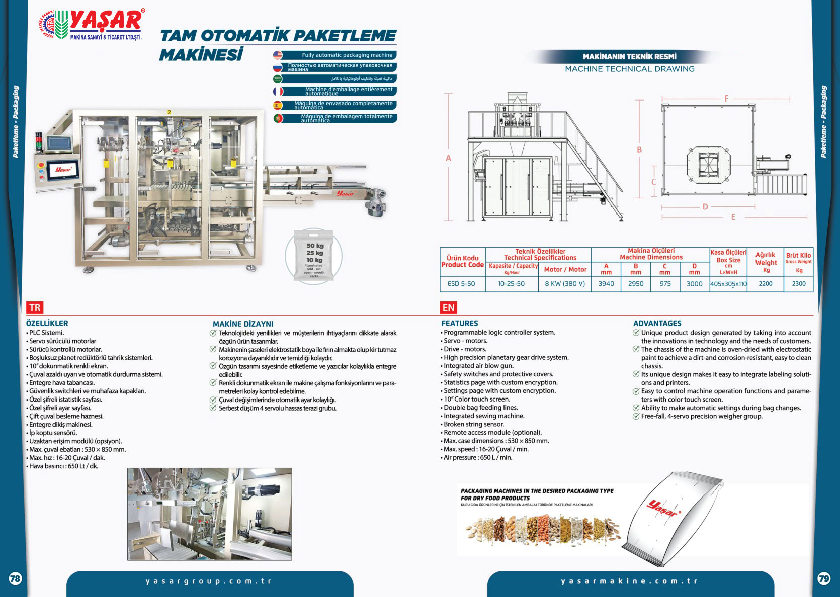 Tam Otomatik Paketleme Makinesi katalog sayfası